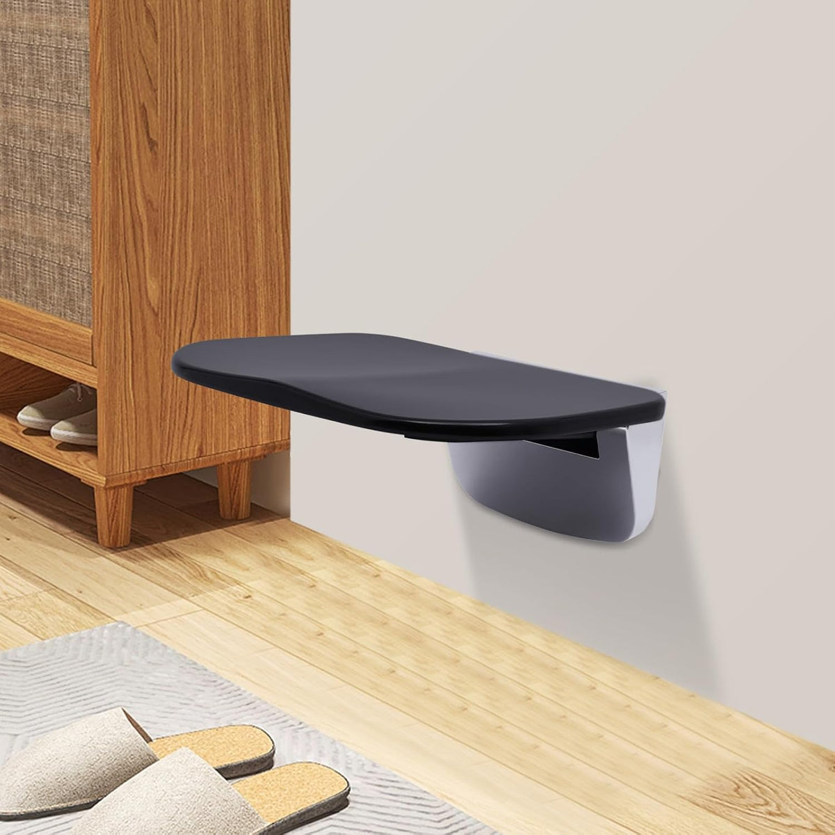 14" Folding Teak Shower Seat Wall Mounted, 440LBS E3635