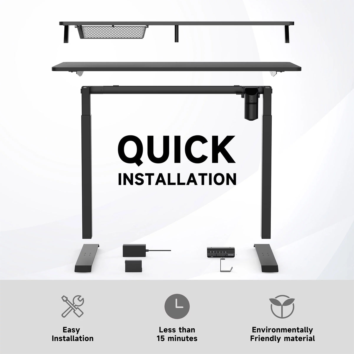 2 Tier Height Adjustable Electric Standing Desk Y649