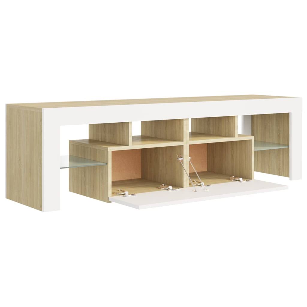 White Sonoma Oak TV Cabinet with LED Lights X630