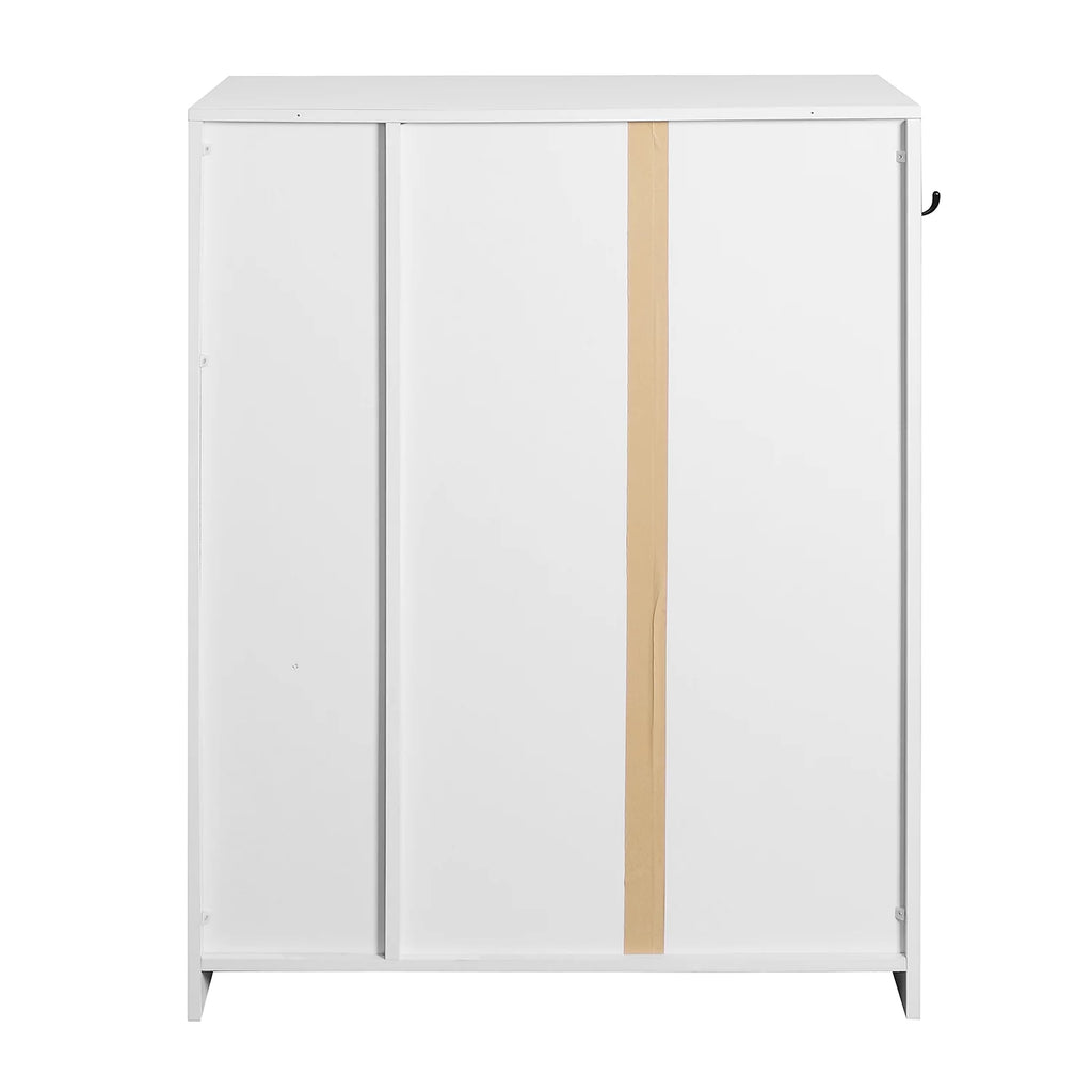 White Freestanding Shoe Rack Organizer with 2 Shutter Door N4769