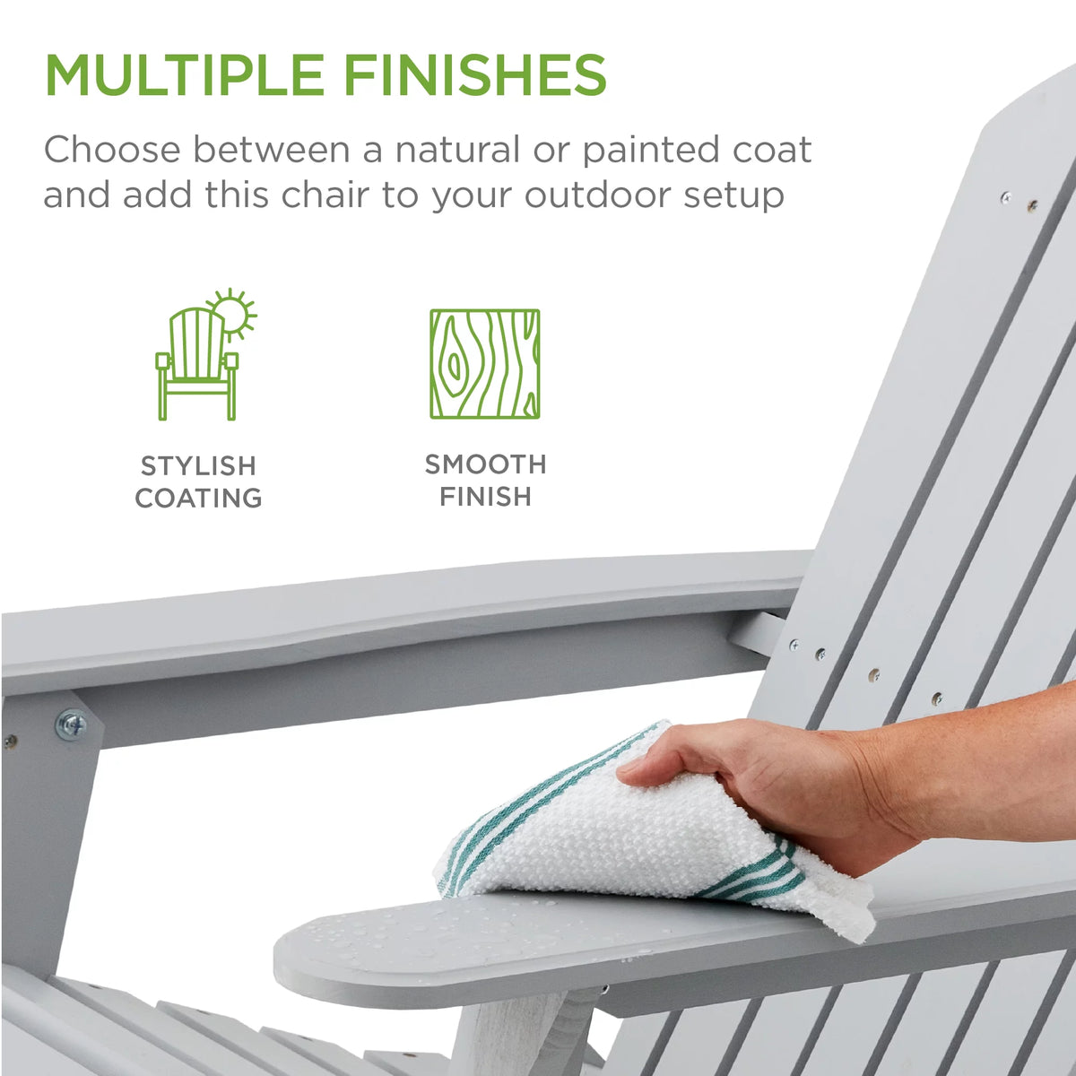 Folding Adirondack Chair Outdoor Wooden Accent Lounge Furniture 350lb Capacity Gray B753911