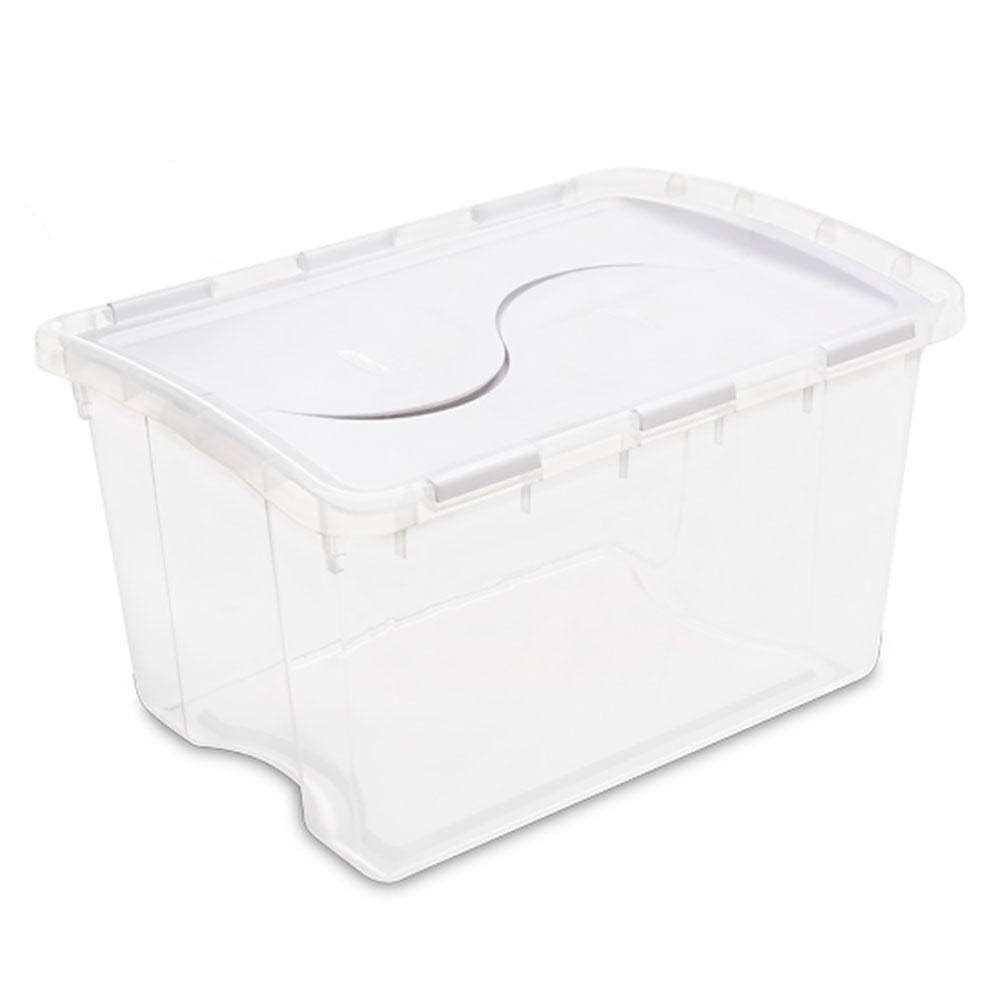 48 Quart Clear Hinged Lid Storage Box Tote (30 Pack) K38264