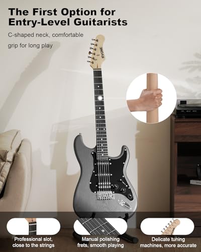 39" Beginner Electric Guitar Kit with Amp & HSS Pickups Black R189