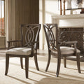 Beige Fabric Dark Walnut Wood Upholstered Dining Chairs Set of 2 A462712