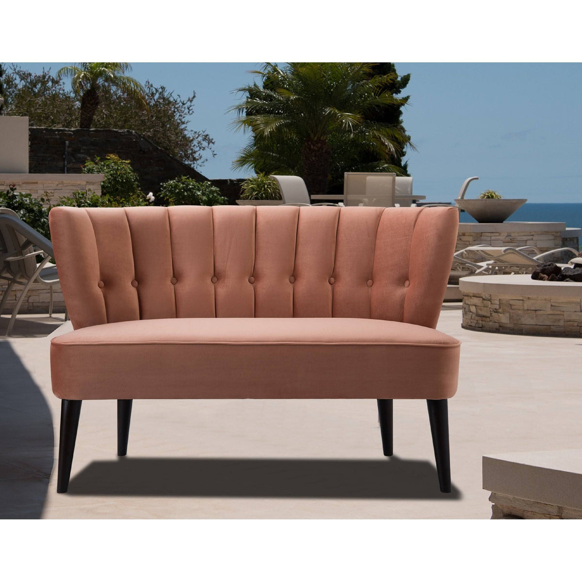Orange Tufted Settee F40551