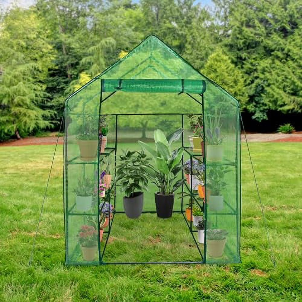 Walk-in Greenhouse with PE Cover and Zipper Door (8 Shelves) G506466