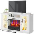 60 Inch White Entertainment Console with Slidable Fireplace and Storage Compartments N161512
