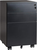 3 Drawer Locking Metal File Cabinet, Black V7714