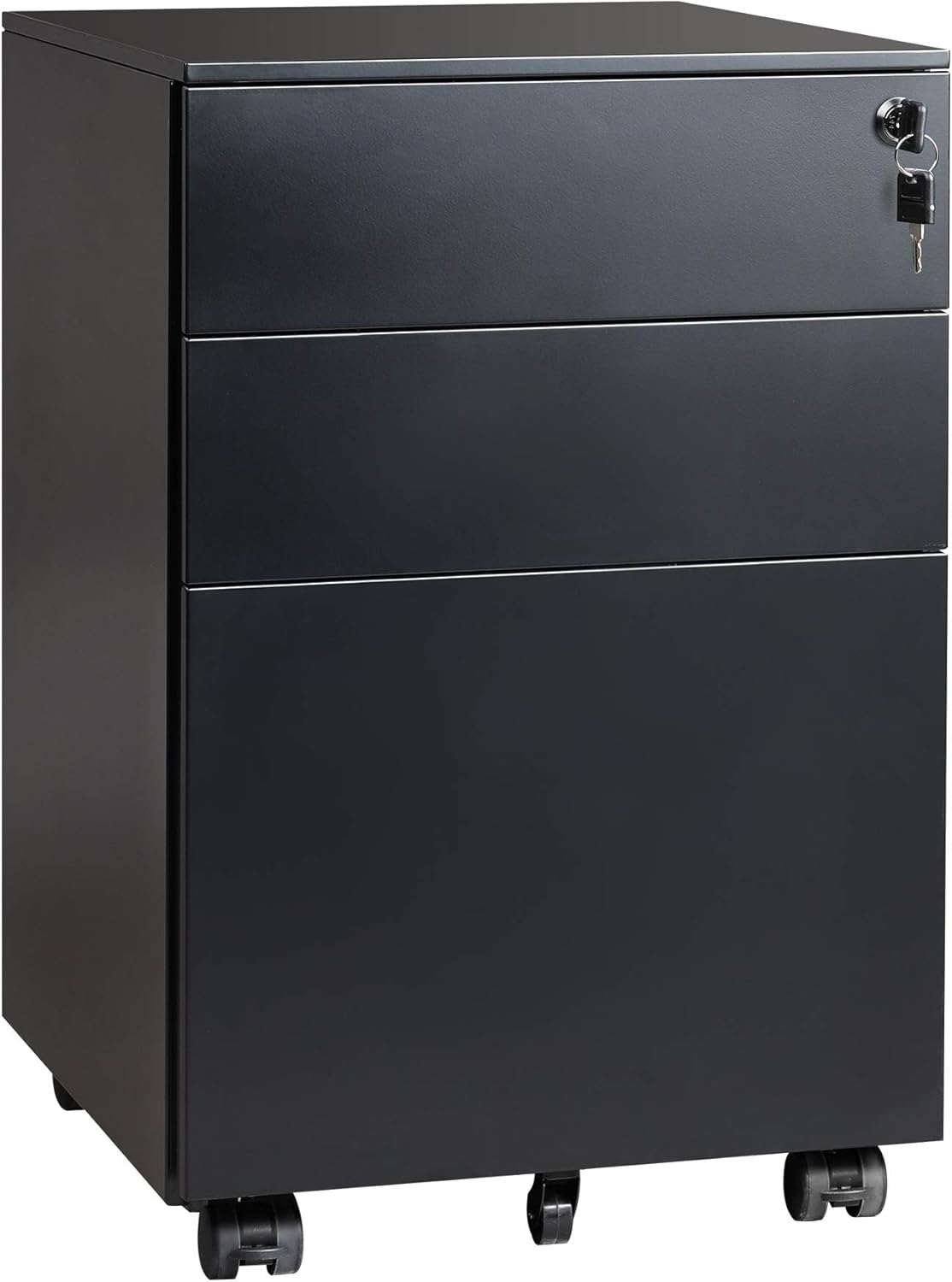 3 Drawer Locking Metal File Cabinet, Black V7714