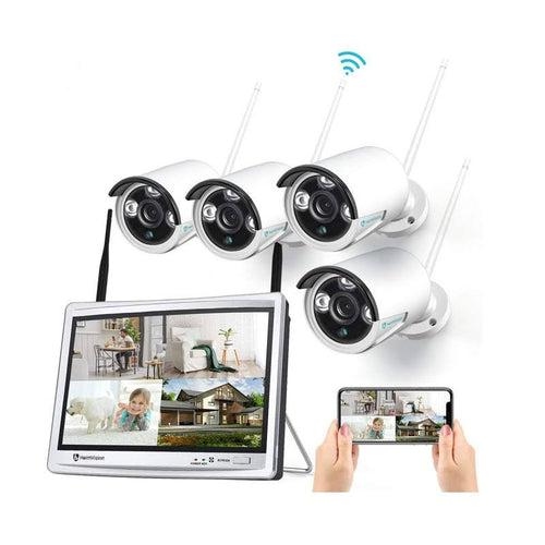1080p Wireless Security Camera System with 12 inch LCD Monitor M1759