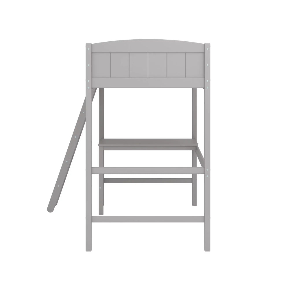 Gray Wood Twin Loft Bed with Desk K234180