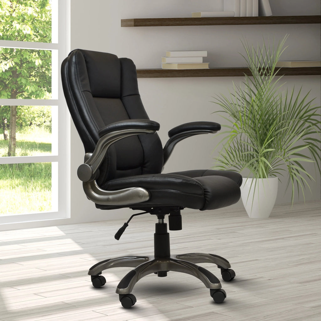 Black Executive Office Chair with Flip-up Arms M823
