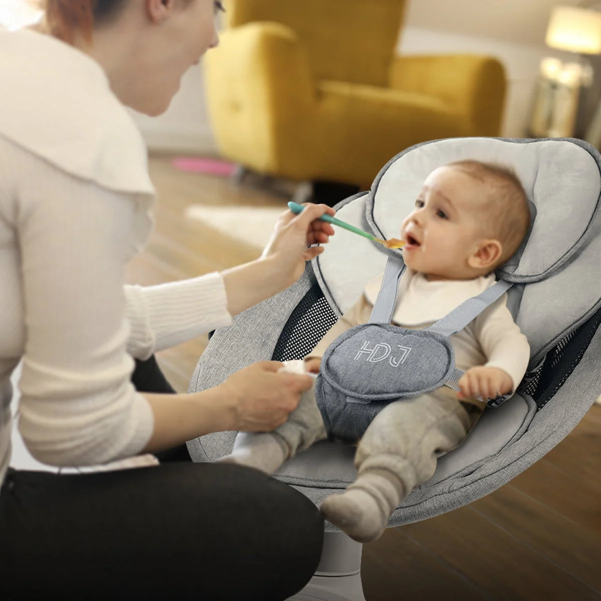 Electric Baby Swing with Music, Touch Screen, Grey R9503
