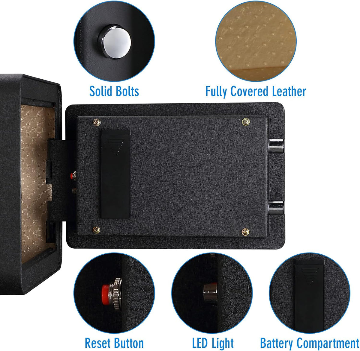 Black Biometric Fingerprint Safe Box, Solid Alloy Steel Z226