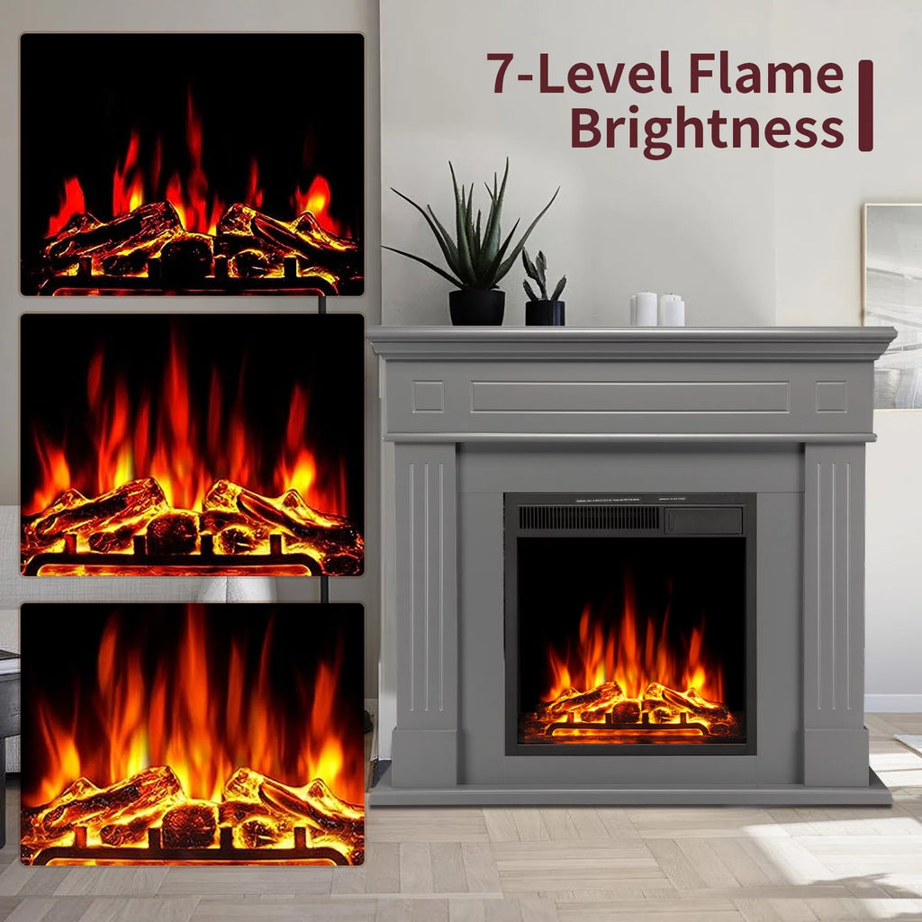 Wooden Frame Electric Fireplace with TV Stand R66872
