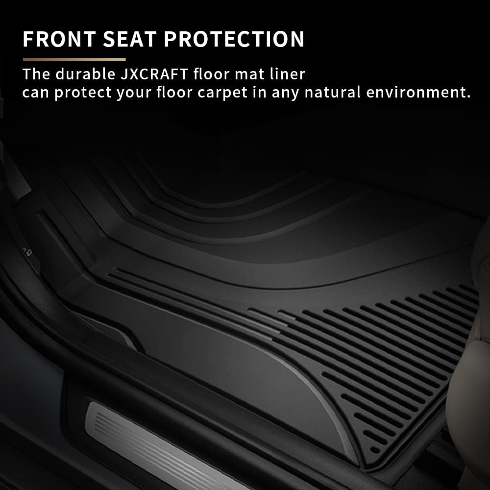 Heavy Duty TPE All Weather Car Floor Mats, 1st & 2nd Row Full Set, Black Q7825