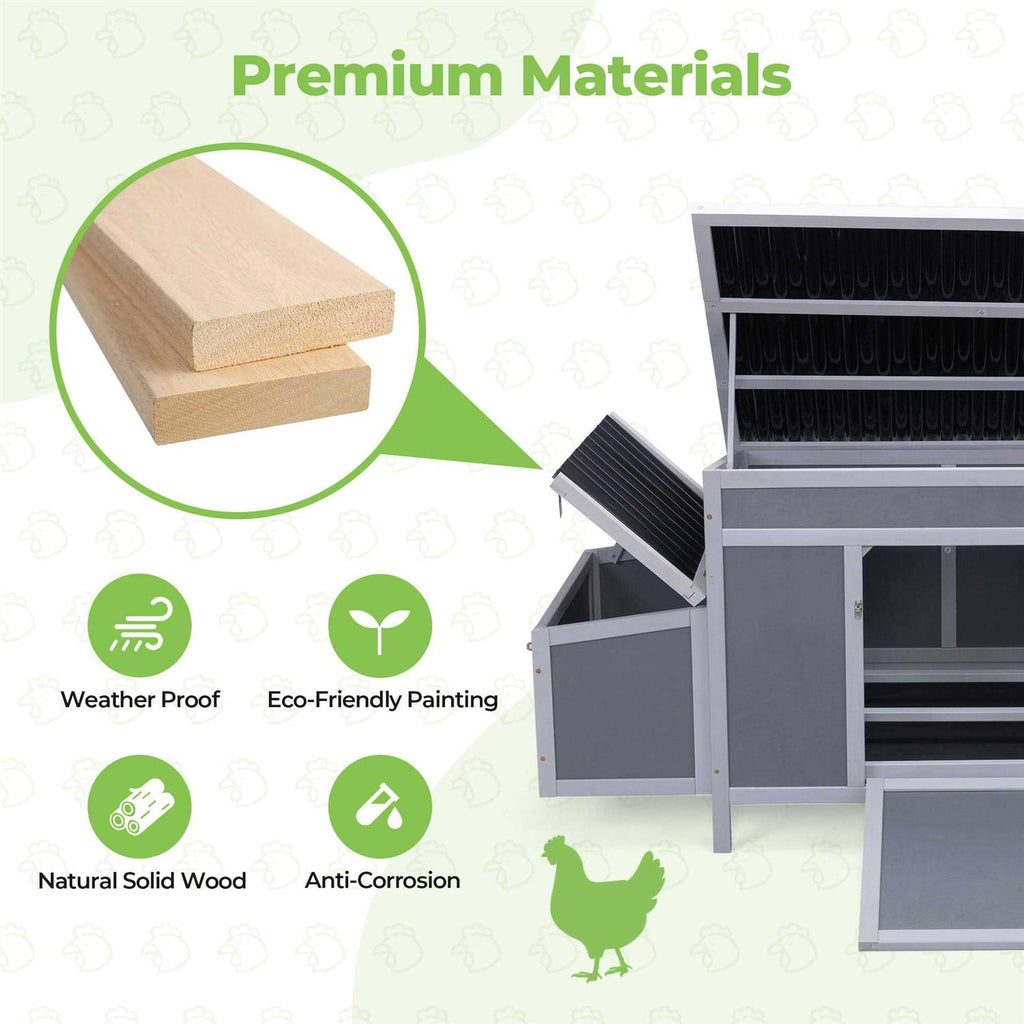 Outdoor Wooden Chicken Coop with Waterproof Roof J319