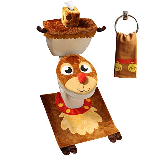 5 Pieces Christmas Theme Bathroom Decoration Set F3884
