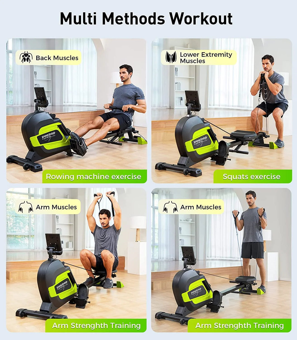Magnetic Rowing Machine with LCD Monitor, Tablet Holder G3961