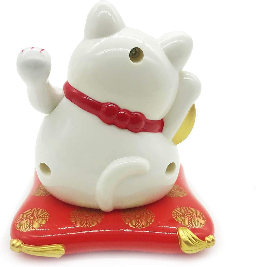 White Mini Solar Powered Cat with Waving Arm Pack of 2 G1618