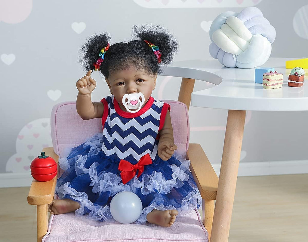 22 inch Realistic Reborn Baby Doll with Curly Brown Hair Z38780
