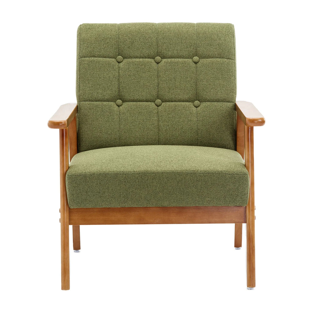Accent Chairs Set of 2 with Side Table, Wood and Fabric Armchairs P35353