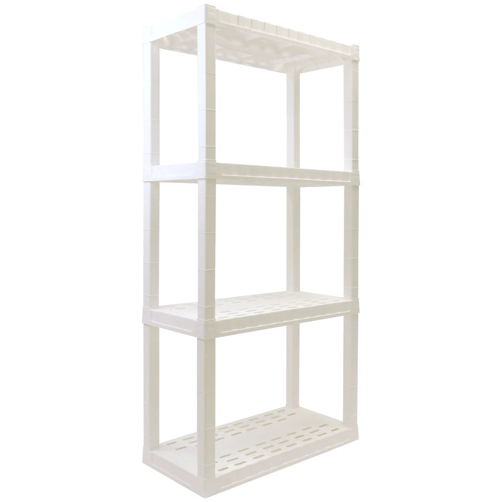 White 4 Shelf Plastic Storage Shelving Unit Pack of 2 X811999