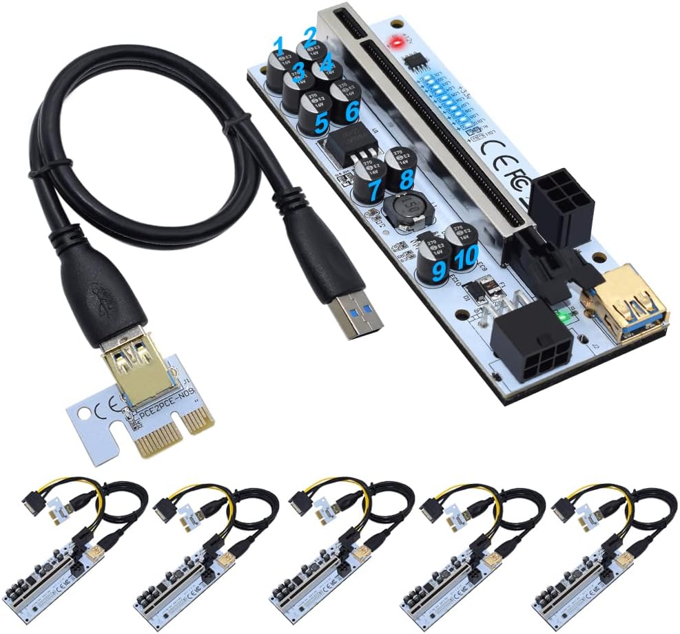 PCIe Riser 1X to 16X Graphics Extension Card (6-Pack) Q638