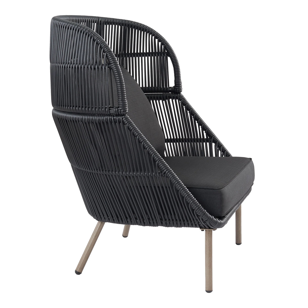 Black Wicker Outdoor Accent Chair with Cushions V54570