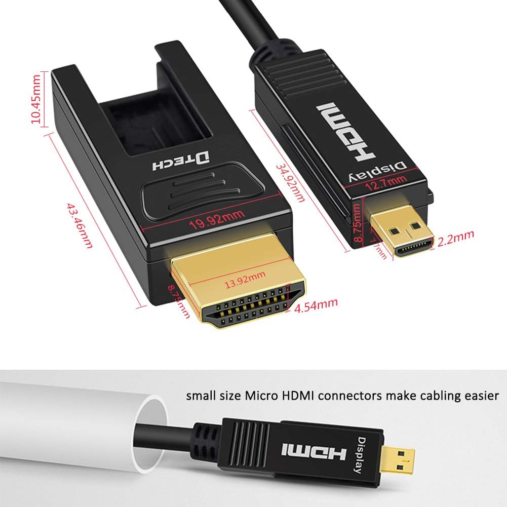 Fiber Optic HDMI Cable 150 Feet 4K 60Hz 18Gbps High Speed with Dual Micro HDMI and Standard HDMI Connector V286