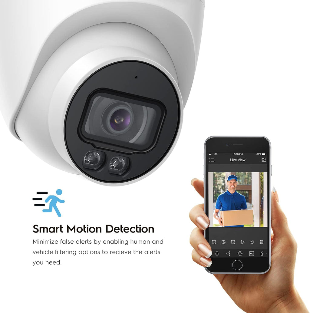 5MP AI Turret IP PoE Camera with Full Color Nightvision K7121
