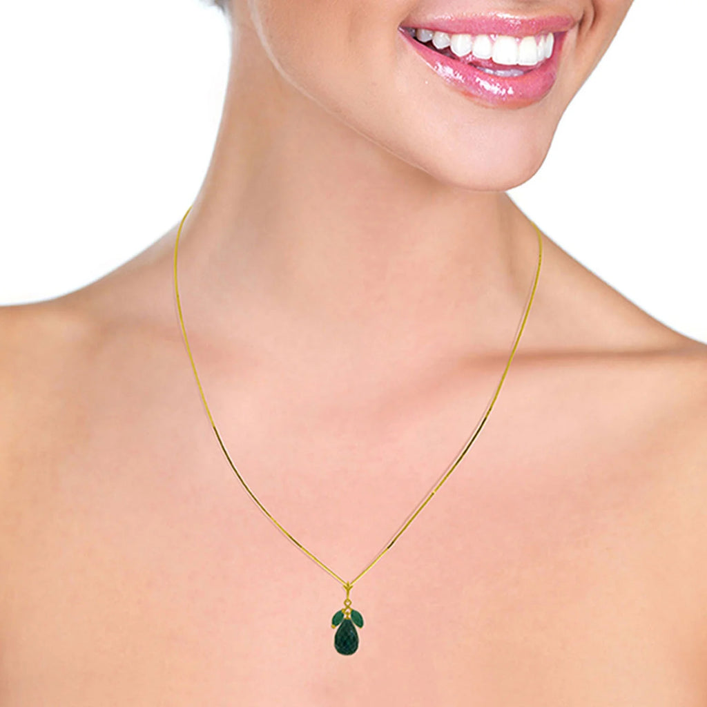 14k Yellow Gold Necklace with Natural Emeralds O40794