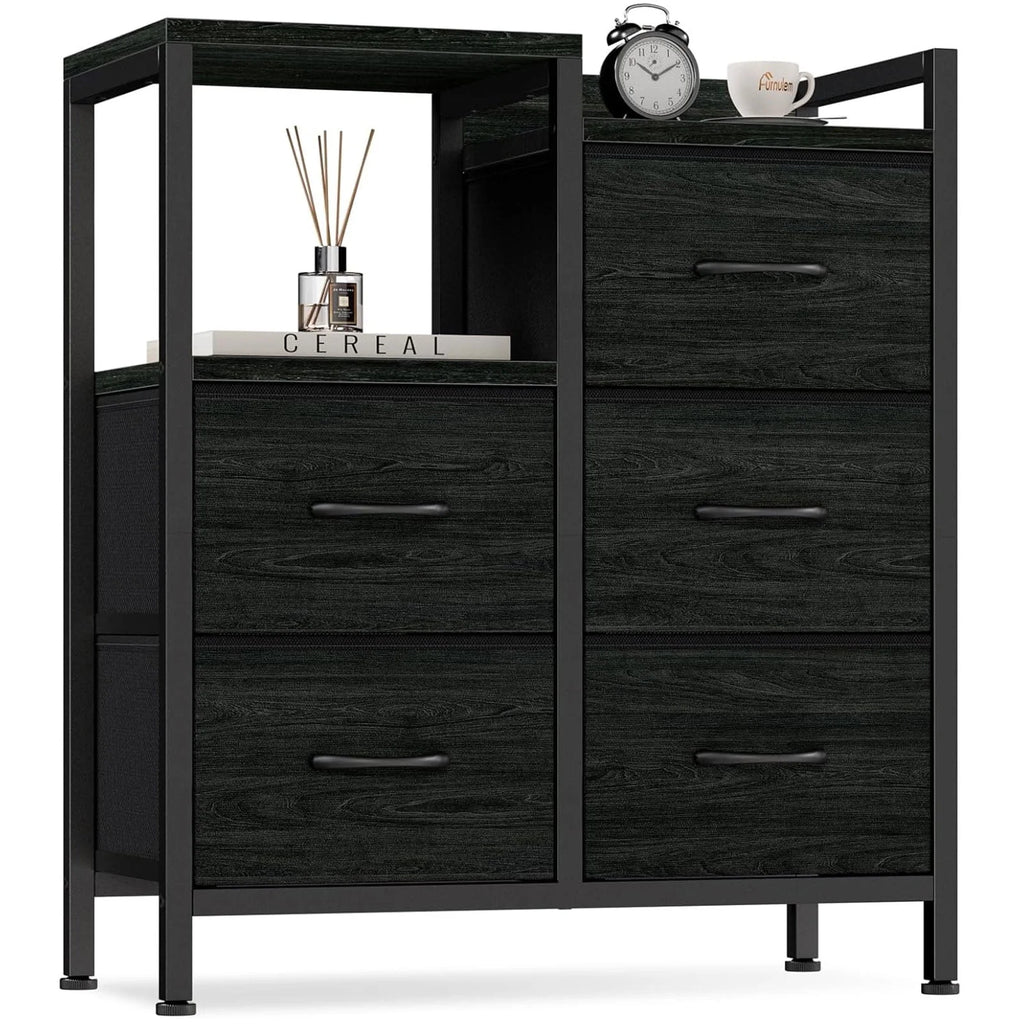 5 Fabric Drawers Storage Unit Organizer with Shelves D3597