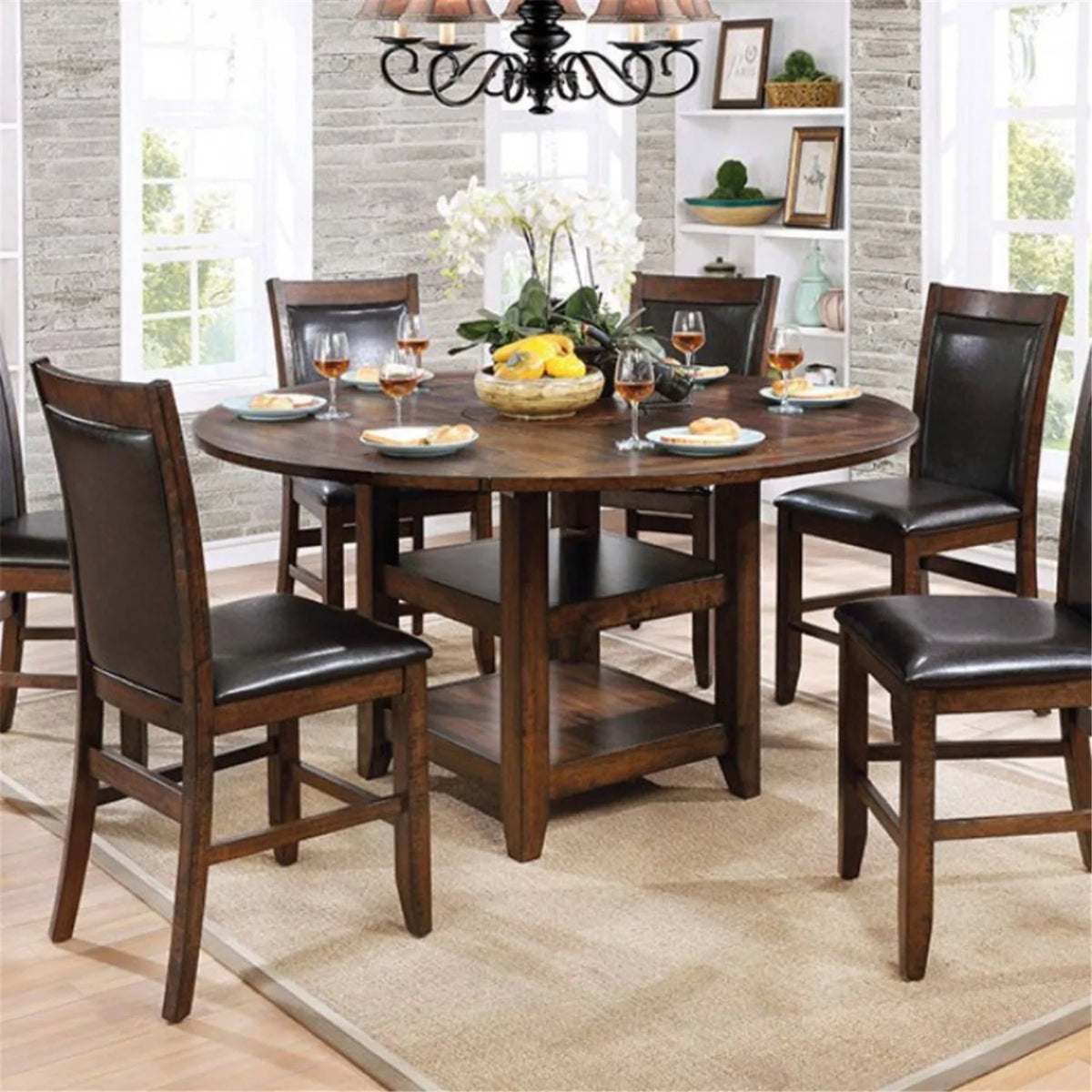 Brown Round Counter Height Wooden Table Z42230