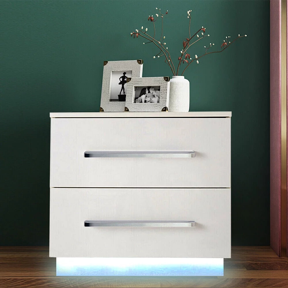 Modern High Gloss 2 Drawer Nightstand X4227