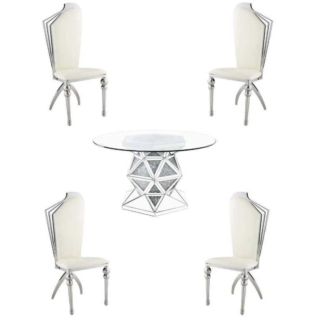5-Piece Beige Dining Table & 4 Side Chairs L32137