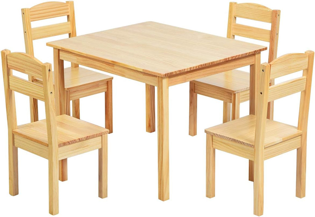 Kids Wooden Table and Chairs 5 Pieces Set Multicolor J16830