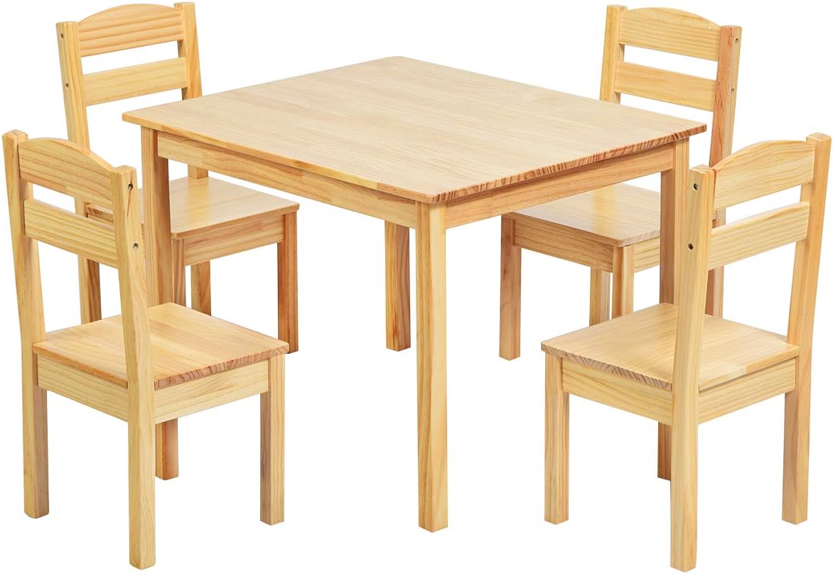 Kids Wooden Table and Chairs 5 Pieces Set Multicolor J16830