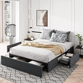 Queen Size Fabric Upholstered Platform Bed Frame with 3 Storage Drawers Y387