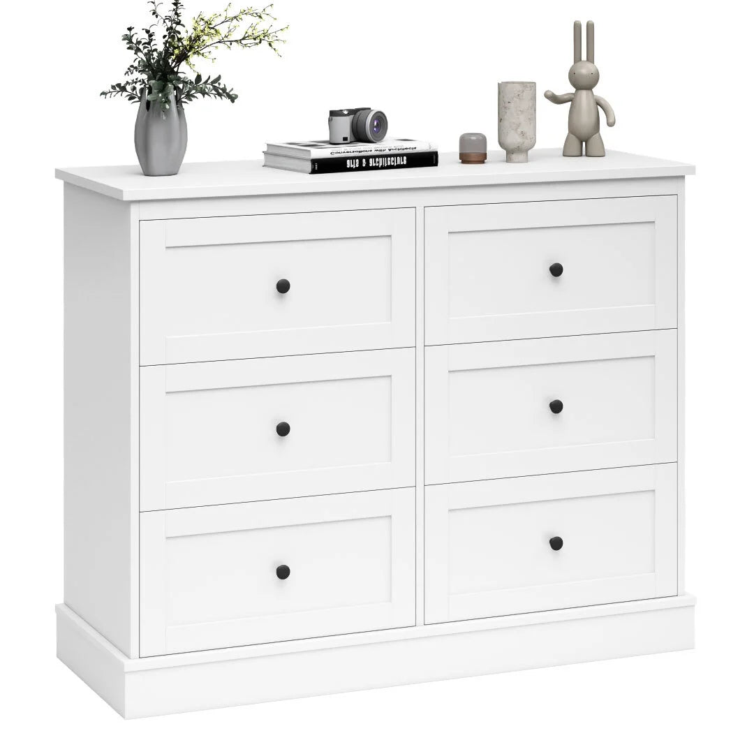 White 6 Drawer Wood Dresser Y86131