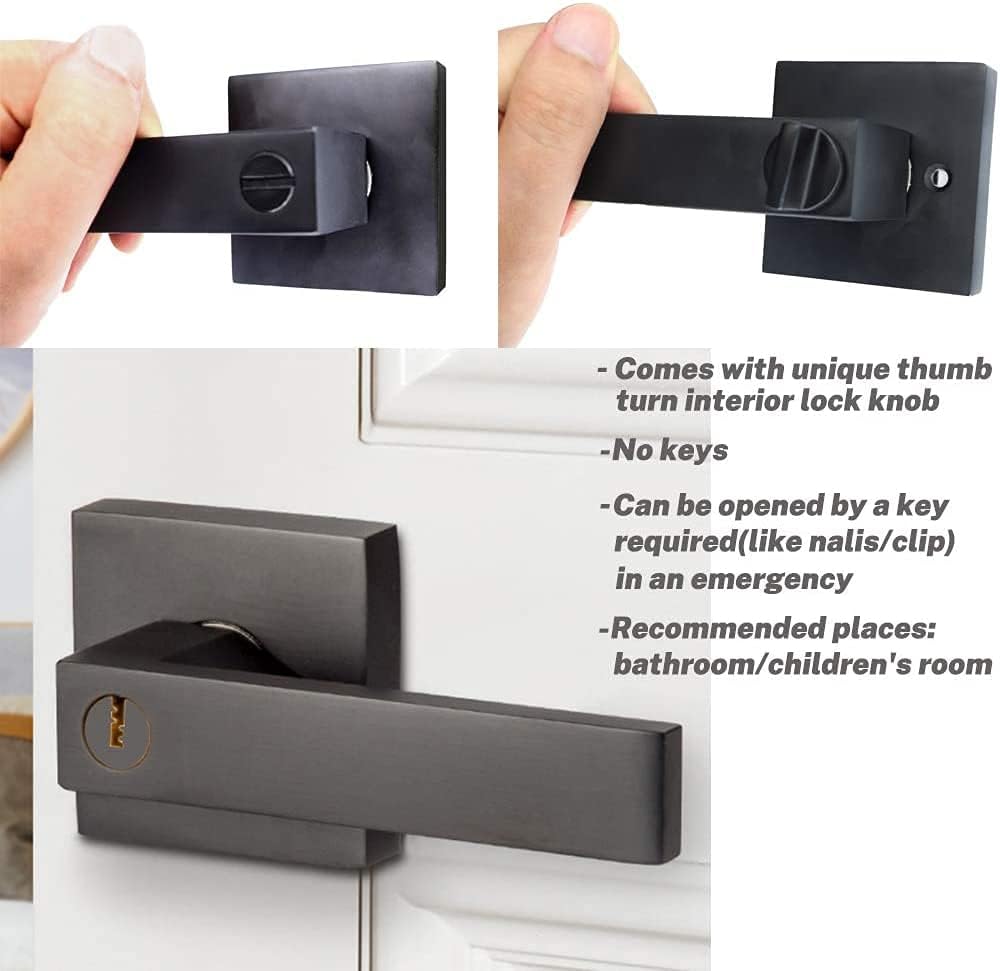 Matte Black Locking Door Lever Handle Set (3 Pack) M97065