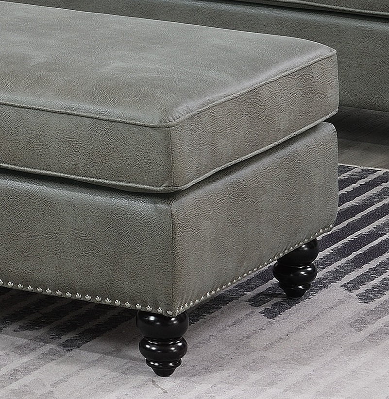 Slate Grey Leatherette Cocktail Ottoman Z959