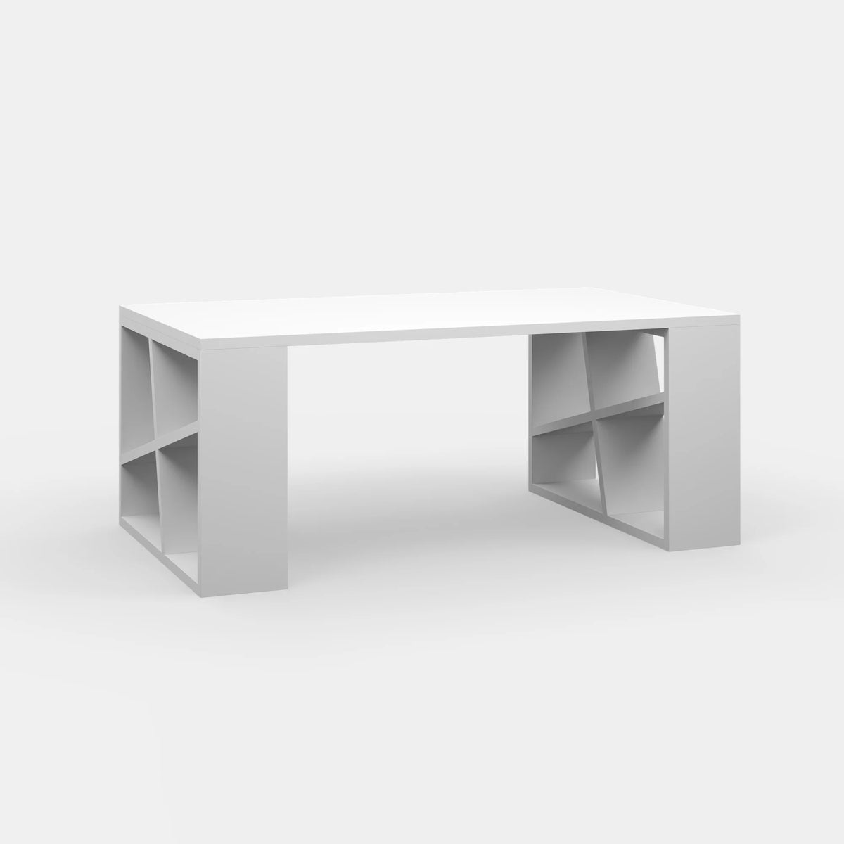 White Modern Coffee Table with Storage Shelf J7058