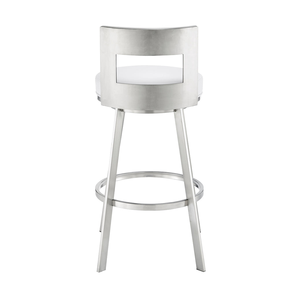 Swivel Faux Leather/Metal Counter Stool in Black/Chrome U5139