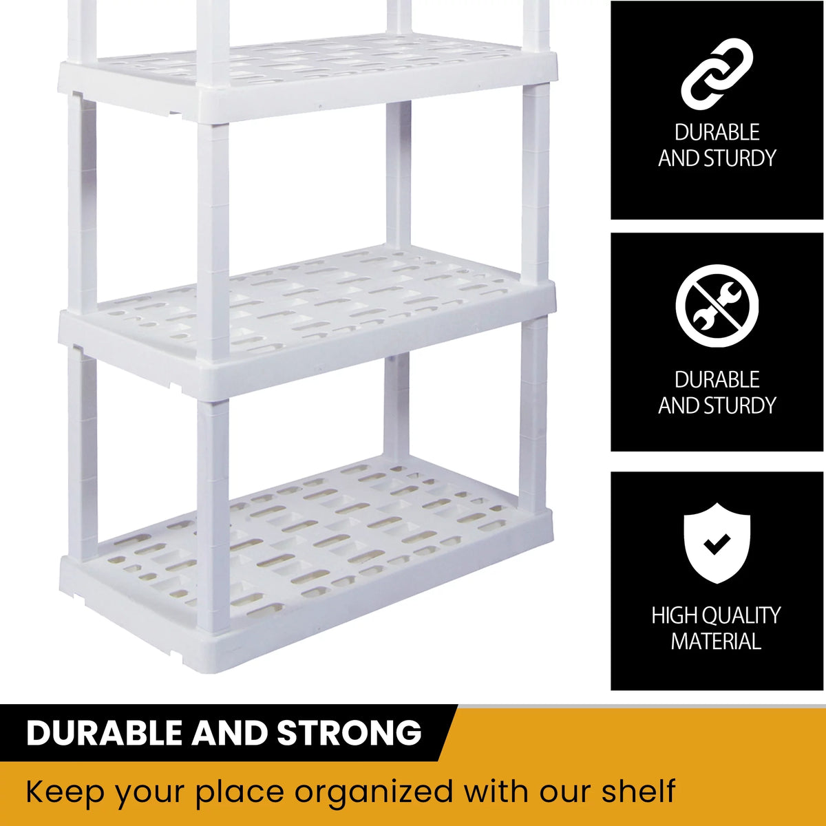 White 4 Shelf Plastic Storage Shelving Unit Pack of 2 X811999