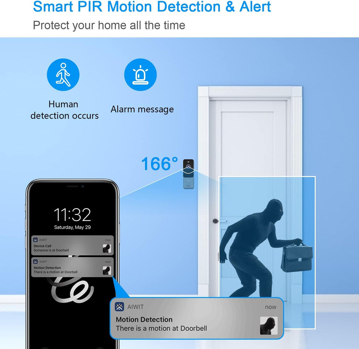 Wireless Video Doorbell Camera 1080P WiFi with Chime Z578707