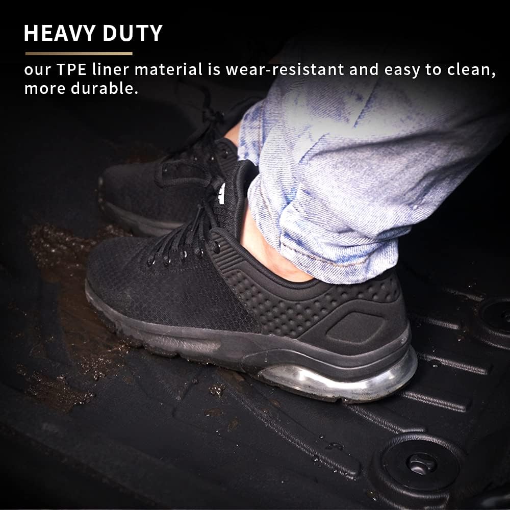 Heavy Duty TPE All Weather Car Floor Mats, 1st & 2nd Row Full Set, Black Q7825