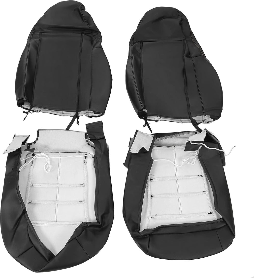 Leather & Cloth Seat Covers Set, Black, Driver & Passenger Side H1311