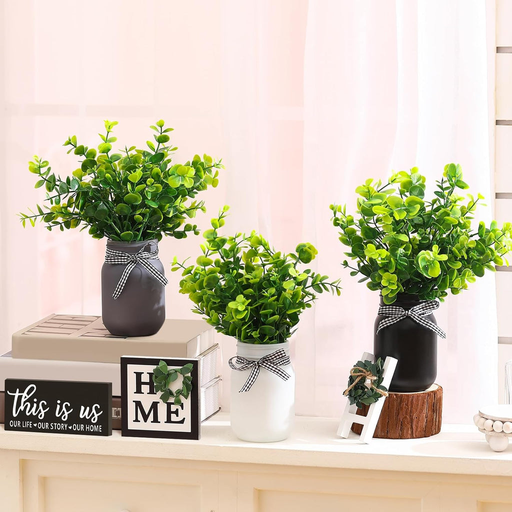 12 Pcs Eucalyptus Mason Jar Table Centerpieces Farmhouse Tiered Tray Decor Wooden Signs J960394