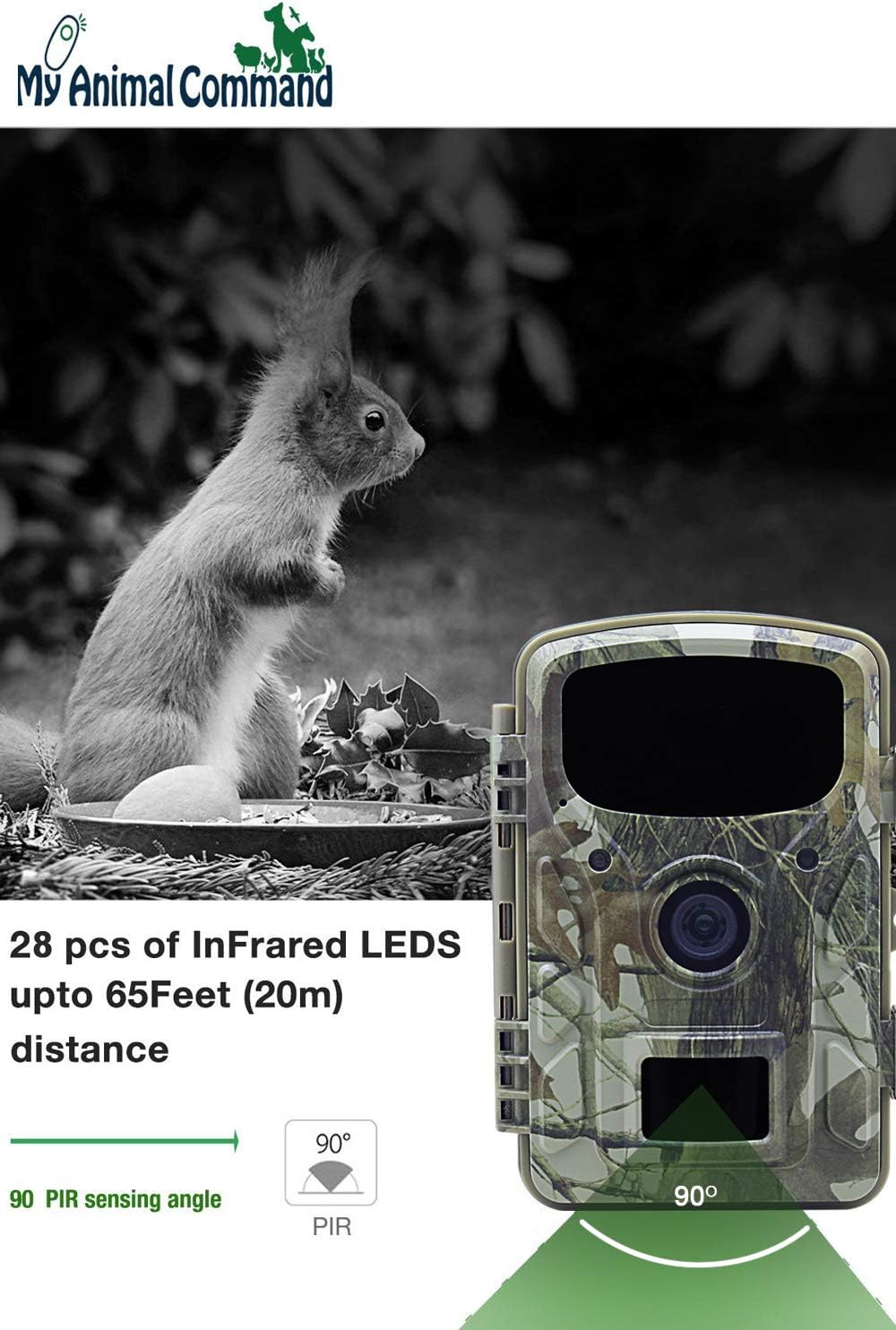 Solar Trail Camera 16MP 1080p Night Vision Motion Activated IP66 Waterproof L590